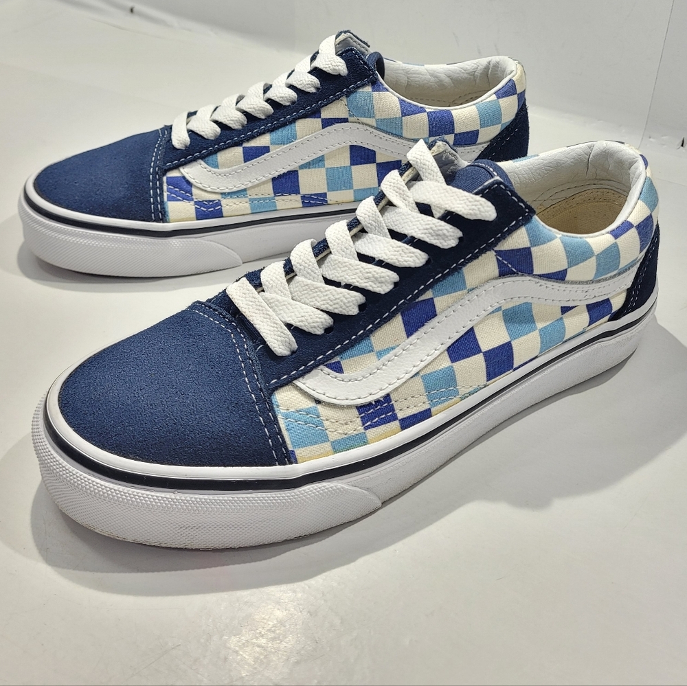 VANS OLD SKOOL BLUE TOPAZ CHECKERBOARD COLORWAY SNEAKER W5.5/M4